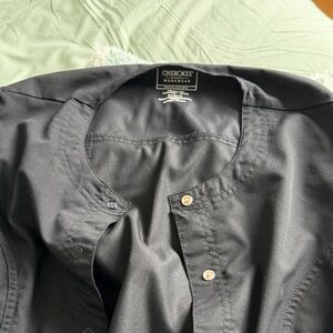 Cherokee Black Button-Up Scrub Jacket